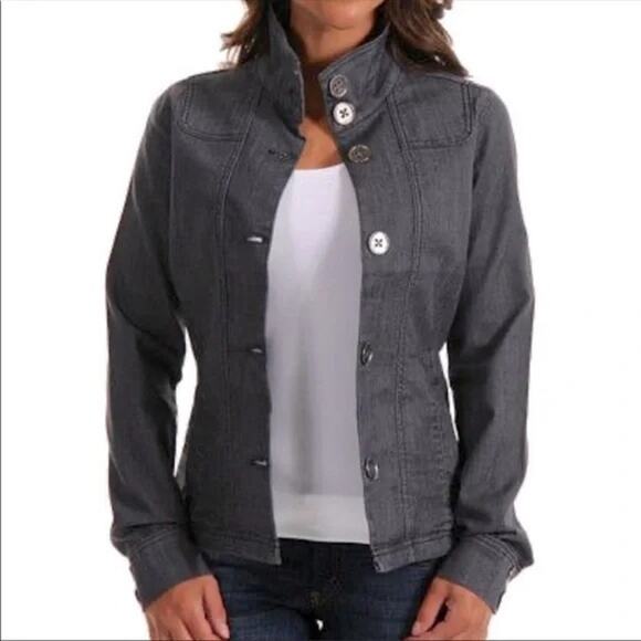 Prana Jackets & Blazers - Prana Kara Gray Denim Double Button Collar Jacket Women's Size Medium